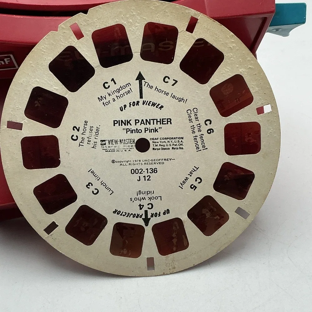 Vtg GAF ViewMaster Model G Red 3D Stereoscope Viewer USA w/Pink Panther Red Tint